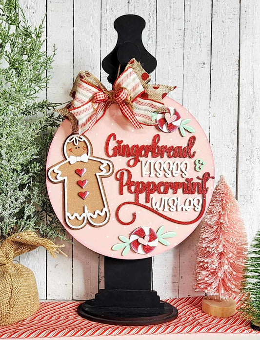 Gingerbread Kisses, Peppermint Wishes -  Door Hanger - DIY Kit