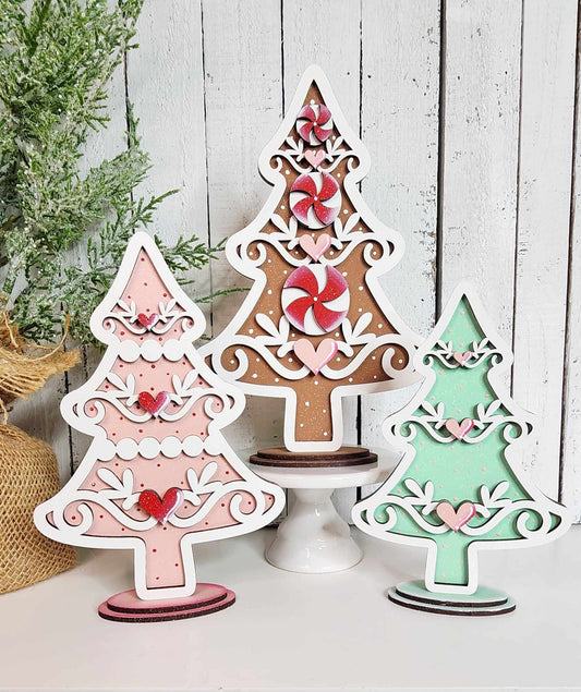 Gingerbread Christmas Trees (SDM) - Shelf Sitter - DIY Kit