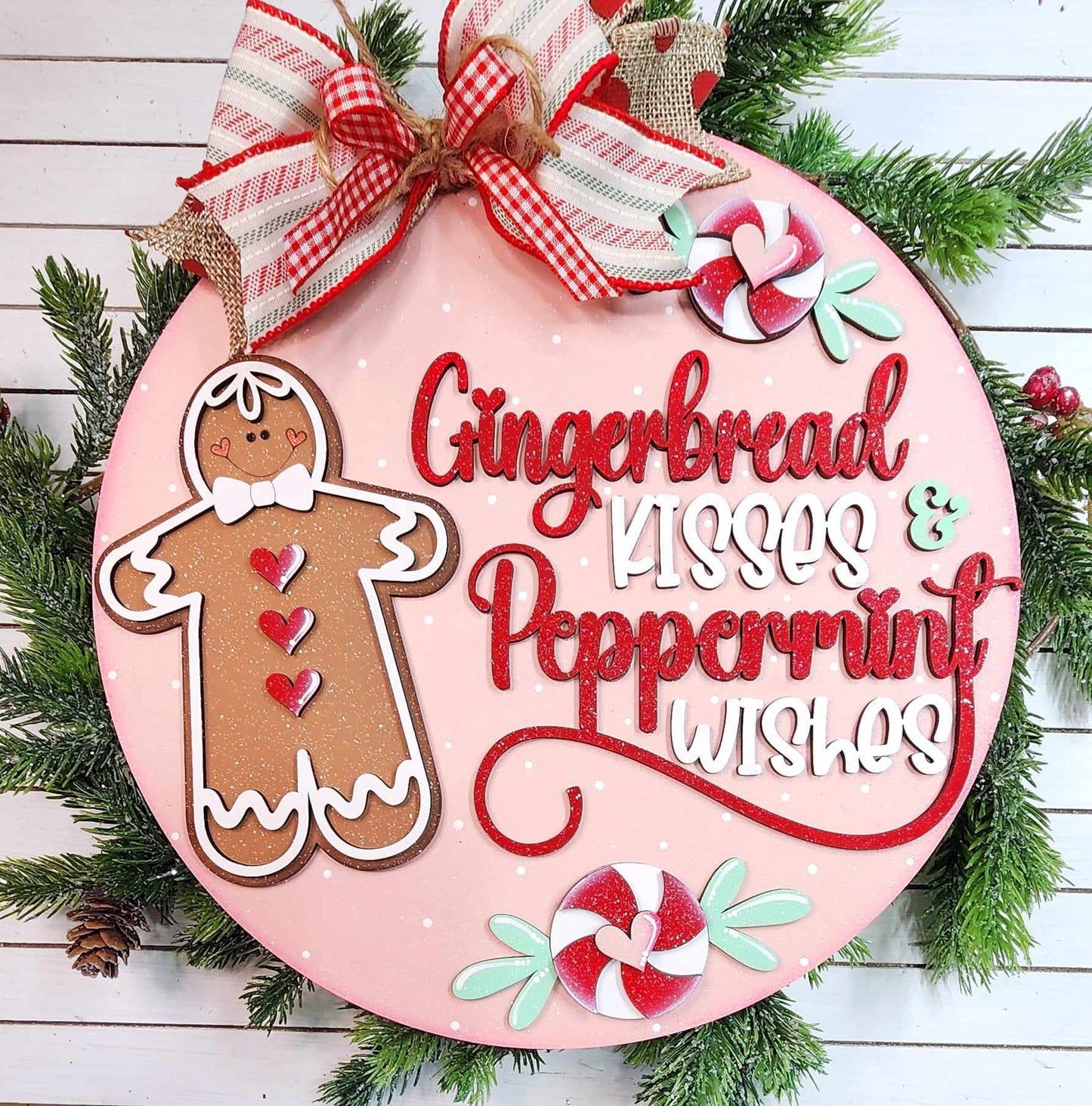 Gingerbread Kisses, Peppermint Wishes -  Door Hanger - DIY Kit