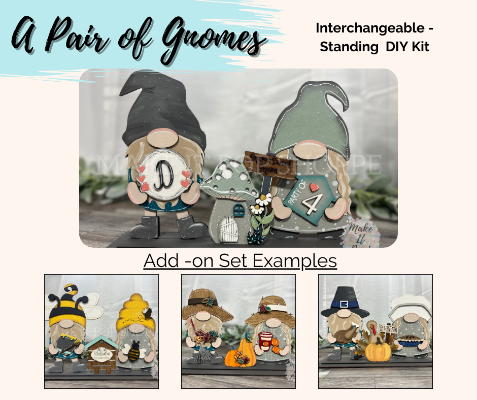 A Pair of Gnomes - Interchangeable Standing - DIY Kit