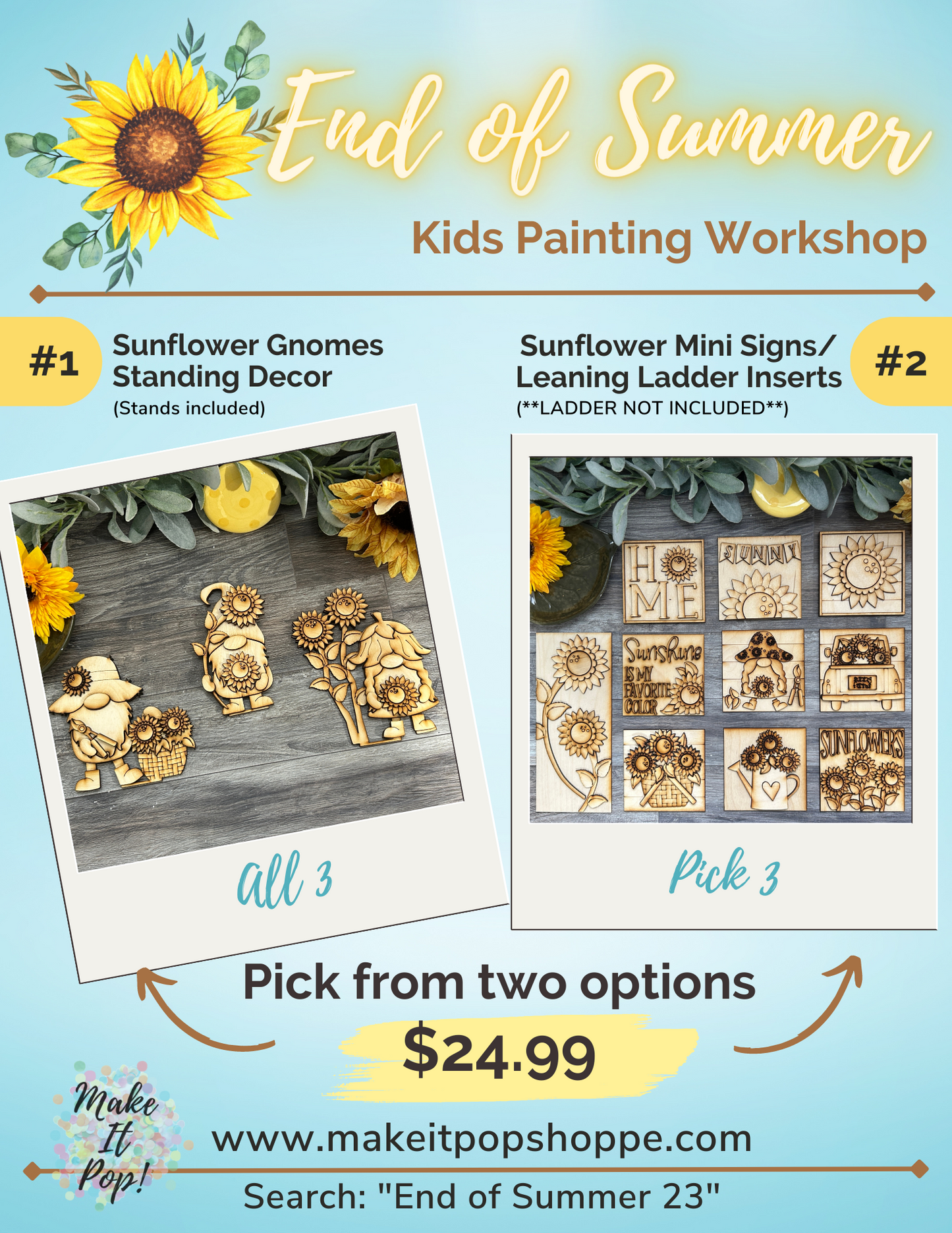 Kid's Craft Workshop - theme: Sunflowers