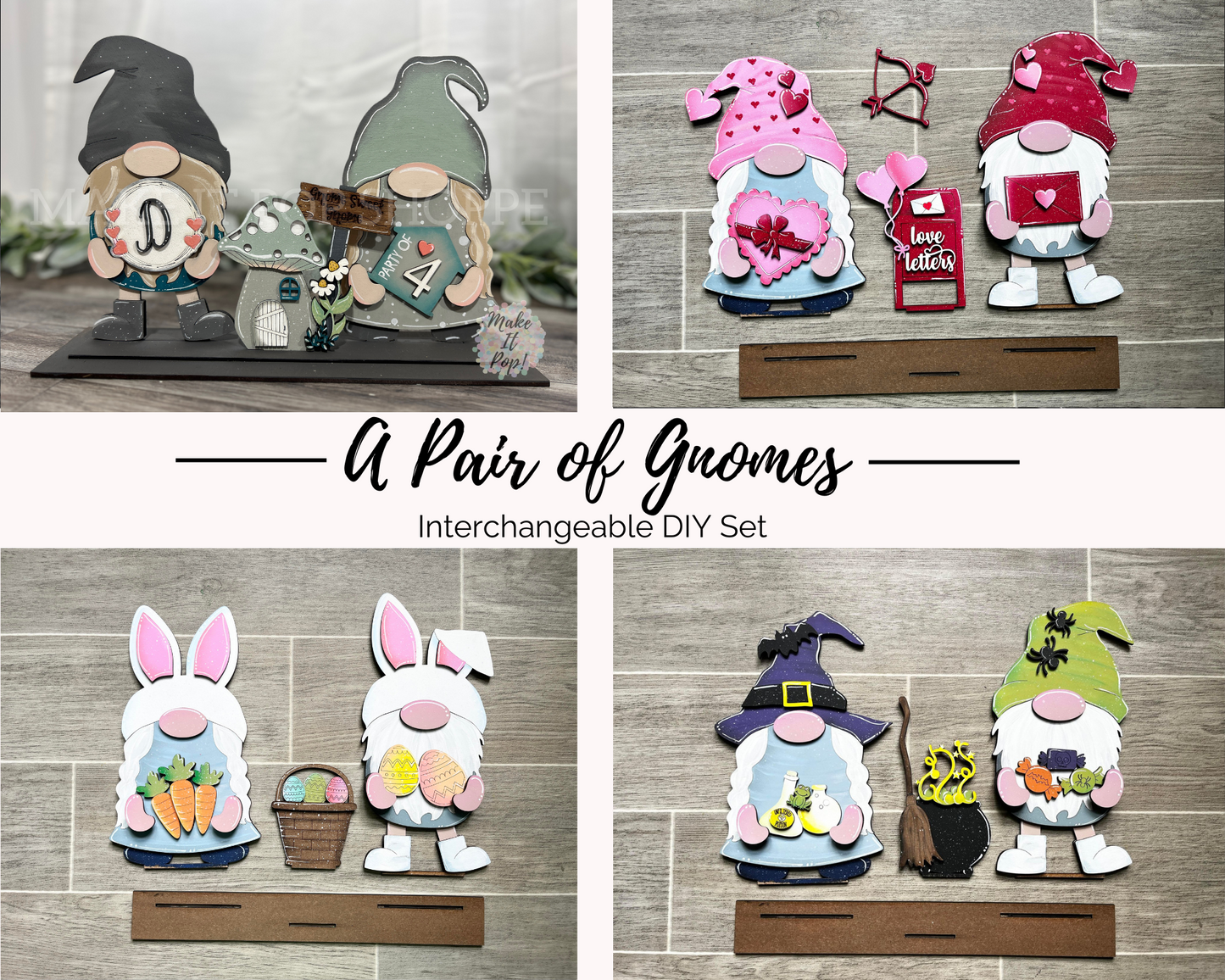 A Pair of Gnomes - Interchangeable Standing - DIY Kit