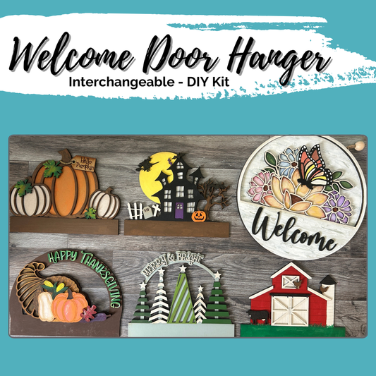 Welcome Door Hanger - Interchangeable DIY Kit