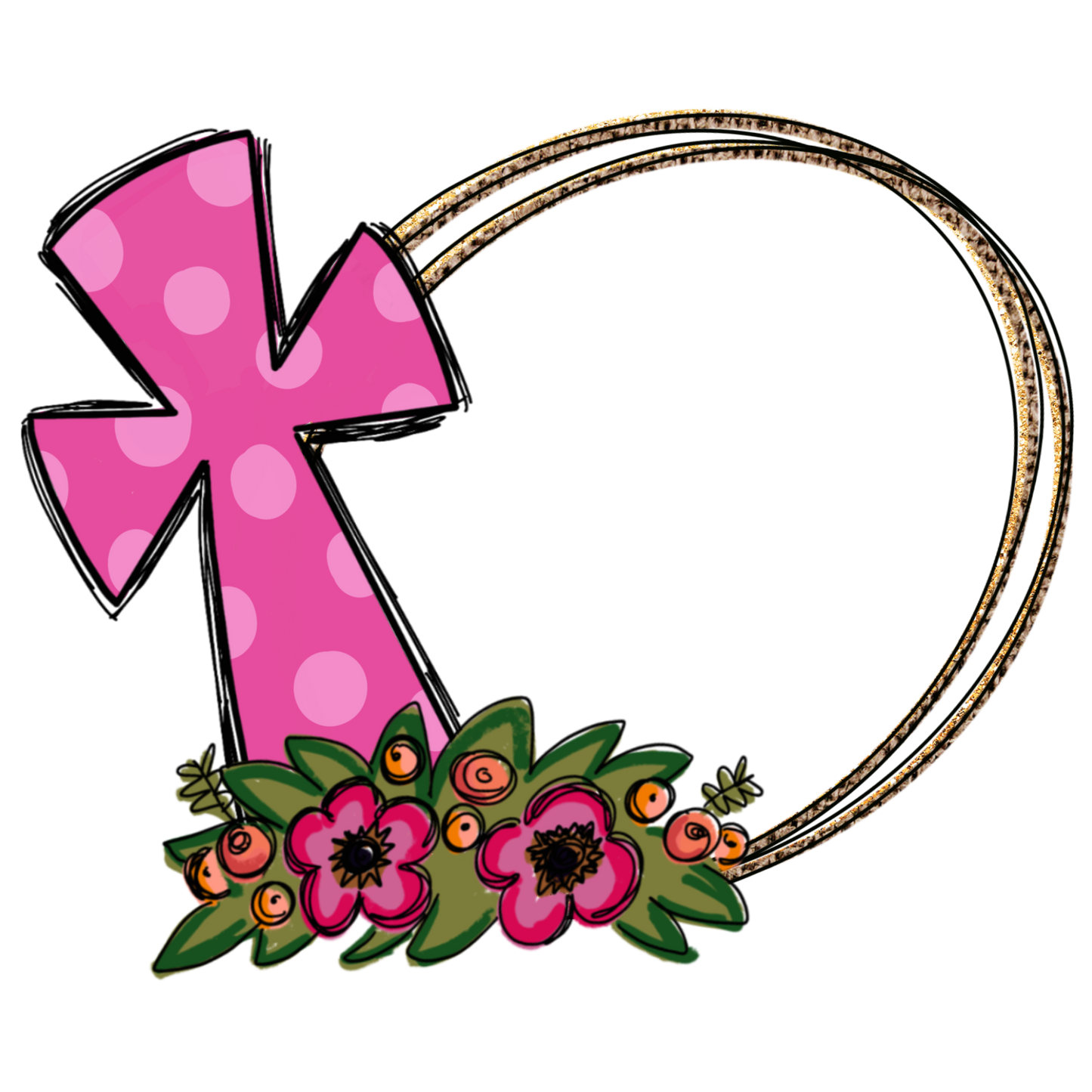 Cross oval with flowers Cutter